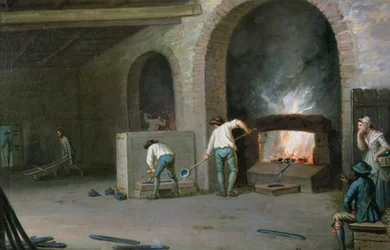 Bleibergbau in Leadhills, das Schmelzen des Bleis